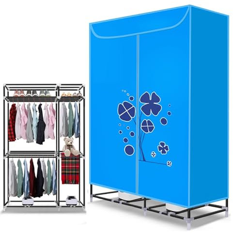 Asciugatrice Portatile Riscaldata a 3 Livelli, Asciugatrice Elettrica da 1200W, Grande Capacità da 88 Libbre, Asciugatrice In Acciaio Inossidabile per Appartamenti, Lavanderia, Casa (Doppio Host) ( Co