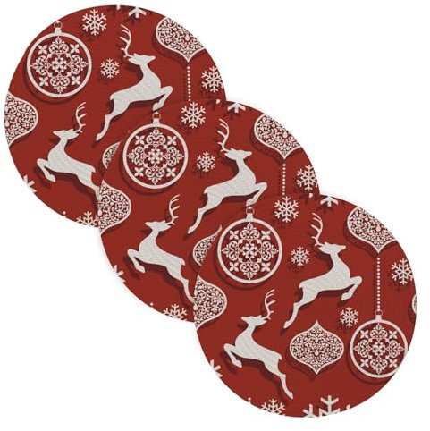 3 sottopentola a sfera natalizia ad alto calore, colore rosso e bianco, per piatti caldi, 38,1 cm, in filo di cotone, per proteggere il bancone