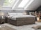MKS MEBLE Boxspringbett 200x200 ohne Kopfteil mit Bettkasten, Bett 200x200 niedriges Kopfteil, Polsterbett 200x200 ohne Kopfteil - Bess - Braun Velvet - H3