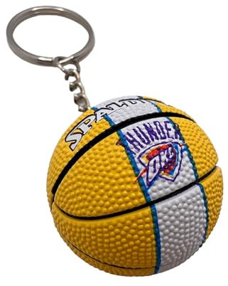 Generico Ball Schlüsselanhänger kompatibel mit NBA Thunder im Etui Farbe Einhorn Basketball Gadget Zubehör Geschenkidee Herren Damen Kinder Kreativer Anhänger 3D, gelb, One size