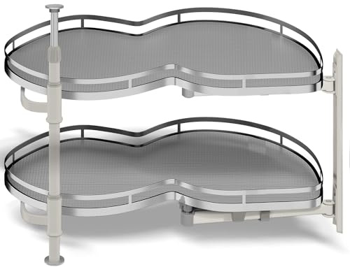Kinchoix Blind Corner Cabinet Pull Out Organizer, Soft Close Swing Right Pull Out Cabinet Organizer 30inch, Corner Cabinet Lazy Susan for Blind Shelf, 2 Tiers Tray, Adjustable Height