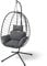 STEELSØN Hängesessel mit Gestell Alarian, höhenverstellbar und faltbar, Balkonsessel Outdoor und Indoor, Korbhängesessel aus Polyrattan mit Kissen dunkelgrau/schwarz
