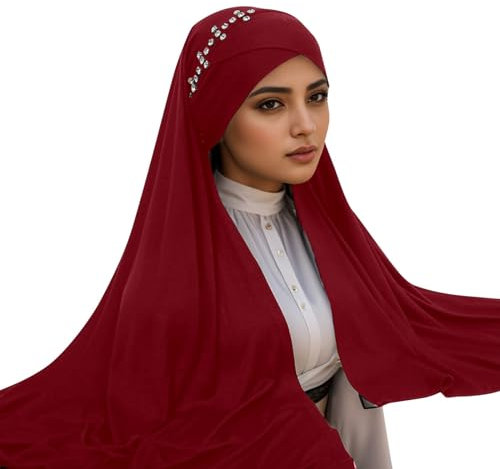 Beokeuioe Muslim Hijab Kleider, Kopftuch Damen, Muslimische Lang Konfektions Schal, Frauen Kopftücher Gebetskleidung, Abaya, Khimar, Türkisch Islamische Jersey Kopftücher