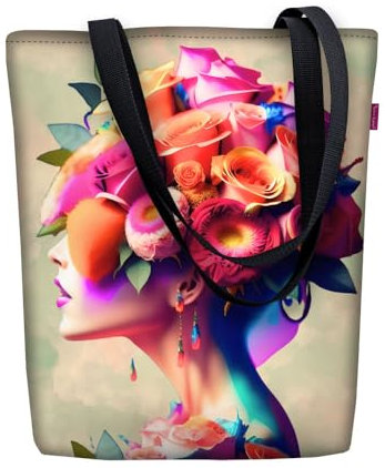 Bertoni Tasche Schultertasche Einkaufstasche Umhängetasche Shopper Tote Bag Handtasche Codura Mit Reißverschluss Sunny 40x36x2 cm Ravenna