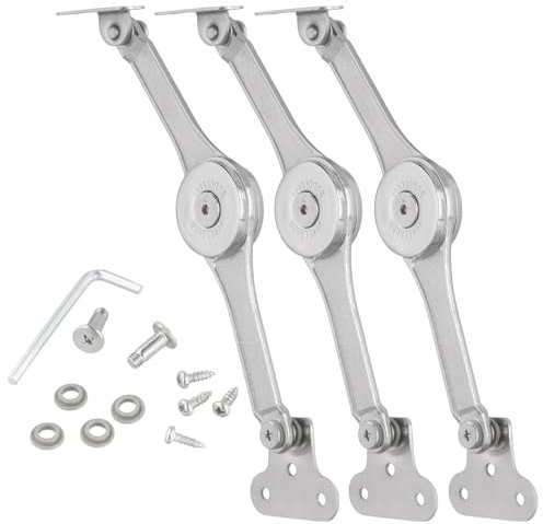 SINJEUN 3 Stück Deckelstütze Scharnier, Klappenhalter, Klappenbeschlag, Klappscharnier, Klappenstütze Klappenscharnier für Kleiderschrank Küchentür, Öffnungswinkel 70 ° / 90 ° / 105 °