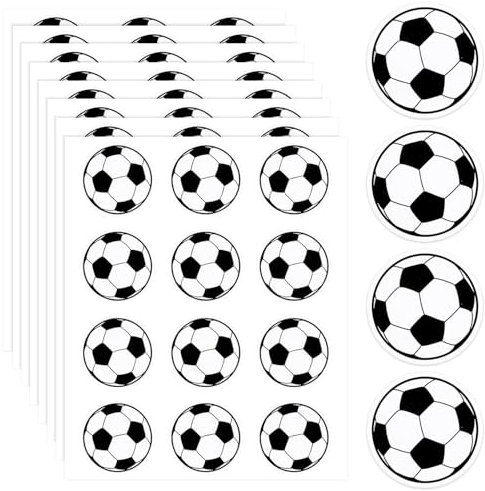 192PCS Football Stickers Football Window Stickers Sports Day Stickers Round Labels for Party and Candy Decoration Bakery Packaging Paper Box Waist Seal Suitable for Girls Boys