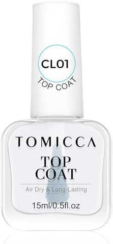 TOMICCA Top Coat Nagellack, 15ml Glänzend Schnelltrocknender Langanhaltender, Klarlack Wasserbasis Nagellack für DIY Nail Art Maniküre