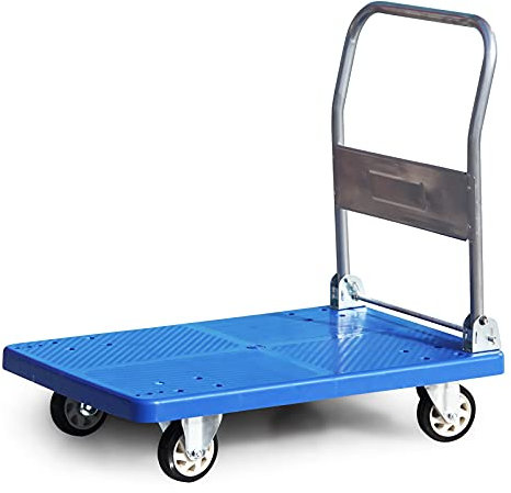 Plattformwagen Plattformwagen mit leisen Rädern Klappbarer Griff Kunststoffdeck Schubkarre für Home Office Buchhandlungen Umzug Trolley mit hoher Kapazität