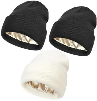 JAWSEU 3pcs Damen Niedliche Fuzzy Beanie Mütze Hautfreundlich Warm Plüsch Strickmütze Damen Thermo Winter Mütze Herren Beanie Mütze Weich Sportmütze Atmungsaktiv Wintermütze für Herren und Damen