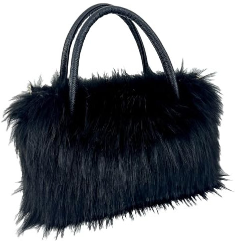 Große Pelz Handtasche Damen Kunstfell Fuchs Pelz Tote Bag Tasche Pelzige Henkeltaschen Plüsch Tragetasche Flauschige Schultertasche Shopper Umhängetasche Handtasche für Einkaufen Reisen, Arbeit