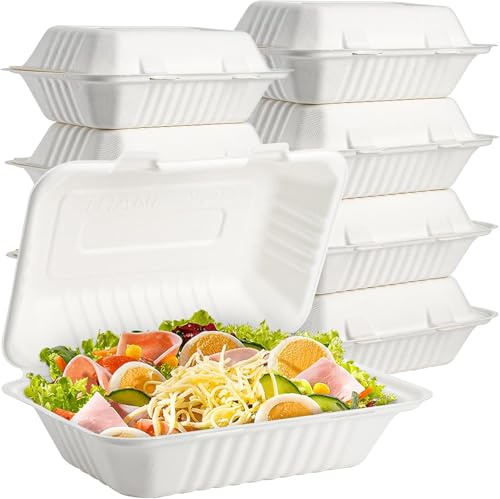 aaksh 555 Strong Clamshell Takeaway Box 7X5, Pack of 50, Disposable Microwave Safe Heavy Duty Burger Boxes, Tab Lock