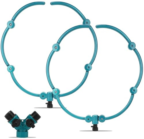 Sistema de agua de árbol de 360°, anillo de riego de árbol de 20 pulgadas, sistema de riego y sistema de riego dirigido con divisor de manguera en Y para árboles nuevos, plantas al aire libre, camas
