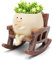 Yuragim Lustige Blumentöpfe mit Schaukel Gesicht, Smily Face Planter Pot Niedlicher Pflanzen Übertopf, Sukkulenten Pflanzgefäße Harz Blumenkopf Pflanzgefäße mit Ablaufloch für Innen Outdoor Dekoration