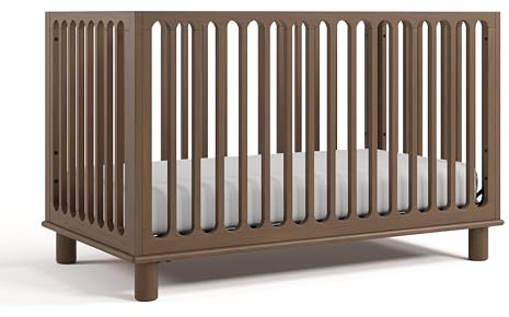 Storkcraft Sicily 3-in-1 Convertible Crib with Toddler Rail Included (Hazelnut) – GREENGUARD Gold Certified, 100% Solid Wood, Converts to Toddler Bed, Fits Standard Crib Mattress
