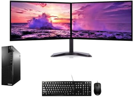 COMPUCLEAR Complete set Dual 22 inch Monitors & Elitedesk USFF - Core i5-2400 - 8GB RAM - 128GB SSD - WiFi - Windows 11 64-Bit Desktop PC Computer (Renewed)