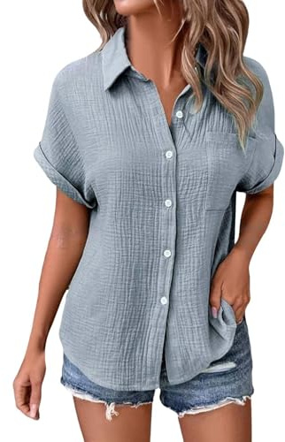 Damen Outdoor Blusen T-Shirts Für St Patricks Day Shirt Pullover Braun V Ausschnitt Baumwollblusen Sommer Leinenoberteile Leinenshirt Kurzarm Weisse Hemdbluse