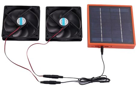 Solar Ventilator mit Akku, Solar Abluftventilator | 2 x 30W Schuppenventilator für Abluft,Gewächshausventilator Wasserdicht,Solar Dachventilator mit Laufkabel