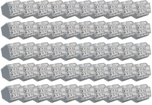 EDO Verbindungsklemme 8-polig Grau 50 Stück - Push-in Anschlussklemme für starre Leiter 0,5-2,5 mm² - 24A 450V - Kompakte Elektro-Klemme für Installationen im Innenbereich