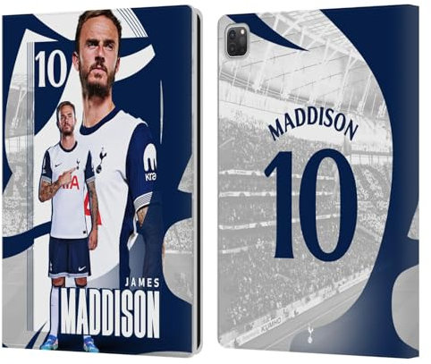 Head Case Designs Offizielle Tottenham Hotspur F.C. James Maddison 2024/25 Erstes Team Leder-Wallet-Hülle Kompatibel mit Apple iPad Pro 12.9 2020/2021/2022