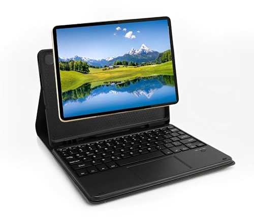 LICAEVEY Tastaturkoffer für Tab S6 Lite 10.4 Zoll 2024/2022/2020 - Abnehmbare Bluetooth -Tastatur mit Touchpad, Lederschutzabdeckung (Black)