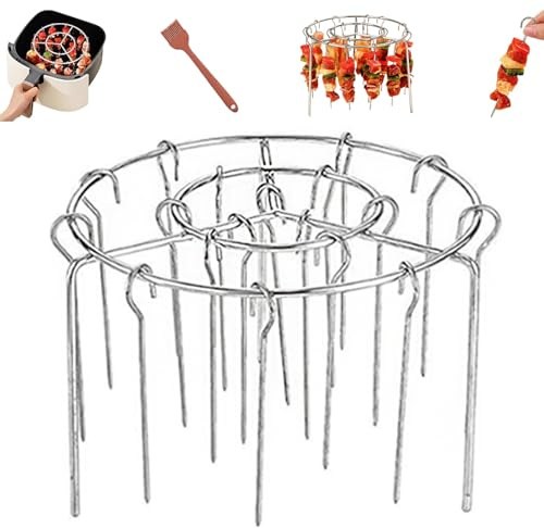 304 Stainless Steel Air Fryer Skewer Rack with 48 Skewers, 2025 New Air Fryer Rack, for air-fryer and BBQ (50-piece set)