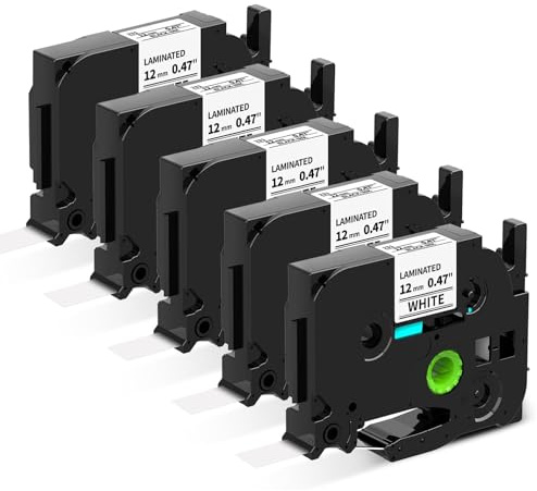 MarkField 5x TZe-231 12mm 0.47 Weiß Kompatibel mit Brother P-Touch Bänder | TZ-231 TZe Schriftband, für Ptouch Beschriftungsgerät PT-H110 H105 H107B P710BT Cube P750W D200 D210 D410 D460 D610 1280