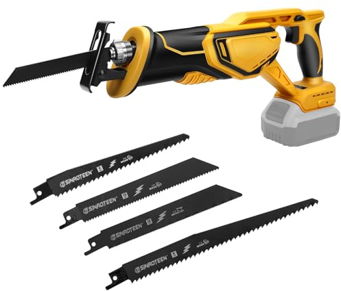 Roadtime Scie Sabre Sans Fil pour DeWalt 20V batteries (sans batterie) | Scie alternative moteur sans balais 4000 SPM ,Changement de Lame sans Outil,Avec 4 Lames pour Coupe de Bois, Branches, Métal