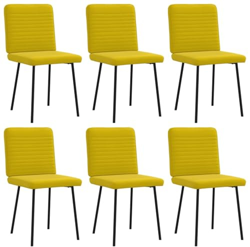 HETFTJN Esszimmerstühle 6er Set Gelb Samt Dining Chairs mit Holz-Metall-Gestell 45x54x83 cm Modernes Design Bequem & Robust für Esszimmer Wohnzimmer Küche