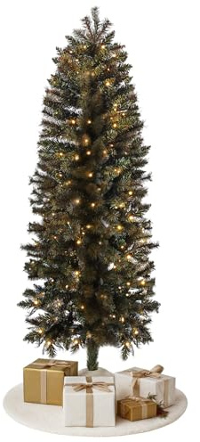 Home Republic Pre-Lit Corner Half Christmas Tree – Space-Saving Wall Design with Snow-Tipped Branches & Warm White LED Lights, Realistic Mixed PVC, Easy Assembly & Foldable Base – 150cms, 5ft