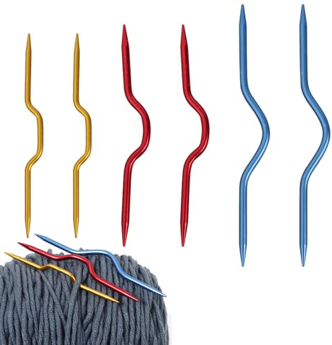 6 Stück Zopfnadeln Zum Stricken,Zopfstricknadeln,Sockenstricknadeln,Wollnadel,Farbe Kabel Krümme Nadel,Aluminium,Mehrfarbig,Aluminium Stricken Stich Für Geeignet Zum Von Schals,Socken,Handschuhen