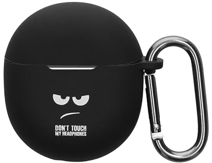 kwmobile Design Schutzhülle für Google Pixel Buds 2A Hülle - TPU Silikon Case für Kopfhörer Ladecase - stoßfestes Cover mit Karabiner - Weiß Schwarz Schwarz