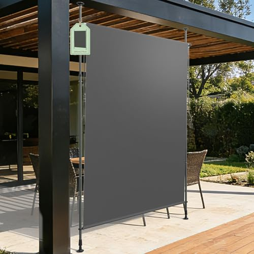 Soontrans Store Balcon sans Percage 200 x 270 CM, Store Vertical Exterieur avec Manivelle à Hauteur Réglable, Store Extérieur en Polyester, pour Balcon, Jardin, pour Locataire, Anthracite