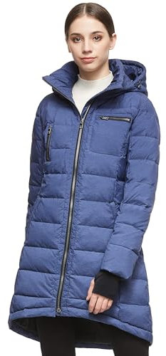 Orolay Damen Daunenmantel Winterjacke Langarm, Blau, XXL