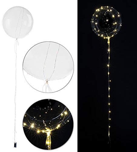 infactory Ballon mit Lichterkette: Luftballon mit Lichterkette, 40 warmweiße LEDs, Ø 30 cm, transparent (Helium Ballon mit, Lichter-Kette, Durchsichtiger)