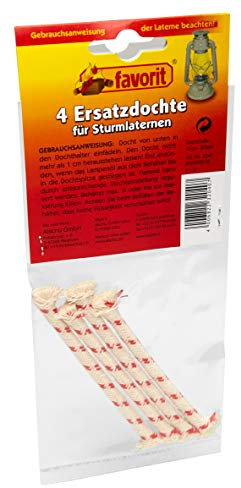 Favorit Ersatzdocht 4er-Set, für Öllampe, Docht für Windlicht, Baumwolle, Höhe 10 cm – 2040, Weiß