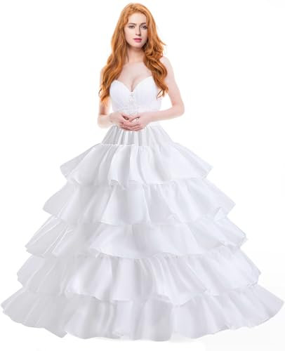 iphonepassteCK Damen krinoline petticoatunderskirt 6 hoops rock-ballkleid-rock-trompete für brautkleid beleg einheitsgröße weiß 03