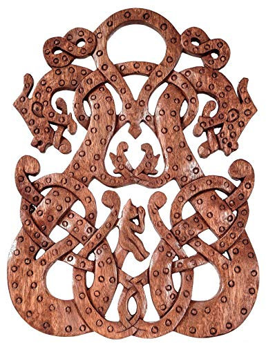 Windalf Wanddeko Dwalin h: 37 cm Wikinger Drachen Handarbeit aus Holz