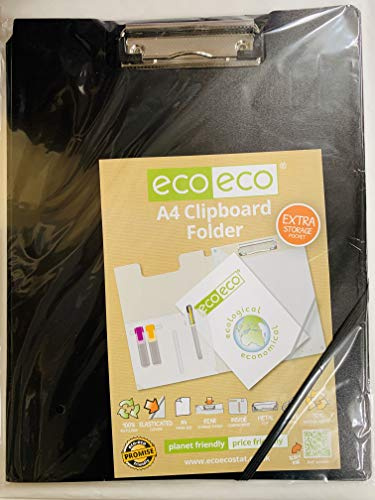 ECO ECO A4 CLIPBOARD Folder with Extra Storage Pockets (Black)