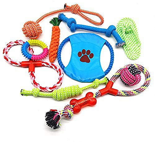 Pet Supply Natural Non-Toxic Rope Dog Toys – Hemp – Play Fetch – Tug of War – Dog Teething – Puppy Chew – 10 Pack
