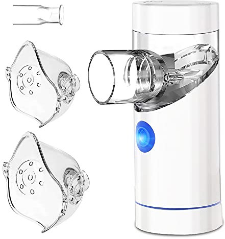 NAHKZNY Nébuliseur Inhalateur Nébulisateur Silencieux Portable Rechargeable Aérosol Alimenté par USB Efficace pour Adultes et Enfants avec Embouchure