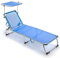 Bakaji - Tumbona de aluminio con techo parasol, plegable, ocupa poco espacio, ideal para playa o jardín, turquesa