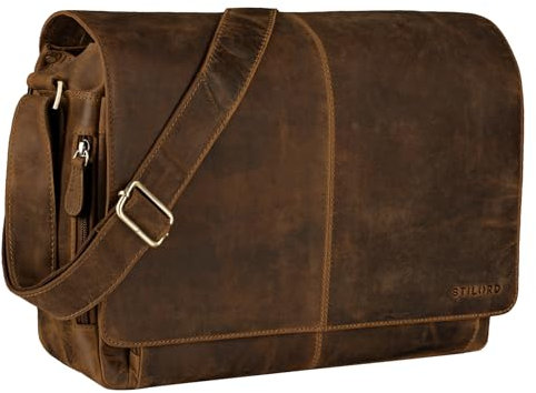 STILORD 'Alex' Vintage Ledertasche Männer Frauen Businesstasche zum Umhängen 15,6 Zoll Laptoptasche Aktentasche Unitasche Umhängetasche Leder, Farbe:calais - braun