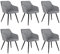 Juskys Esszimmerstühle 6er Set Tarje mit Rückenlehne & Armlehne, Metallbeine, Samt Bezug, bis 110 kg belastbar, 6 Stühle Esszimmer Küche Küchenstühle - hellgrau