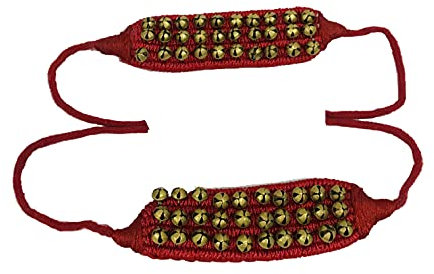 Ghungroo Bracelet de cheville en laiton avec grelots de danse 30 + 30 mm Rouge