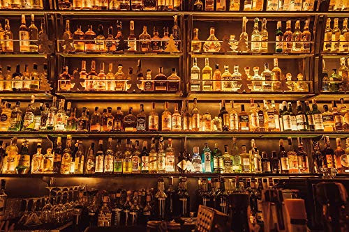 BAR Fototapete VLIES-250x186 cm (3823A)-Vintage Pub Bistro Bier Alkohol Flaschen Design Wandtapete-Inkl. Kleister-Vliestapete Bild Dekoration Wand-Dekor Moderne Motiv-Tapete Panorama Poster XXL
