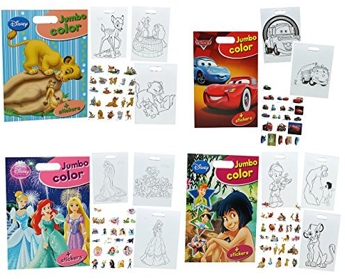 alles-meine.de GmbH 3 Stück: XXL Malbuch A3 / Malblock als Poster Bilder mit 23 Sticker - Cars - Princess - Tiere - Bambi - König der Löwen u.v.m. - 15 Seiten - für Mädchen - gro..