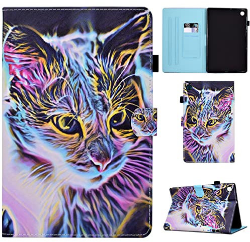 Auslbin Custodia per Lenovo Tab M10 FHD Plus 10.3 Pollici (TB-X606X/TB-X606F) Cover con Porta Carte Portafogli slim in Pelle PU con Funzione di Supporto,Gatto