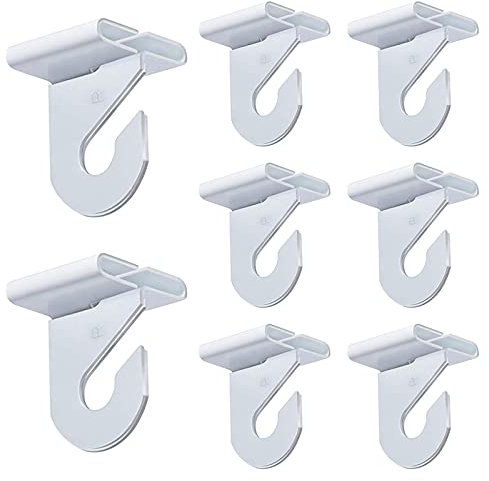 MOROBOR Ganchos de techo caídos, 8 ganchos de metal para barra en T, ganchos de techo suspendidos para colgar plantas y decoraciones en el hogar, aula, rejilla de oficina (blanco)