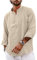 YAOBAOLE Men's Casual Long Sleeve Henley Shirts Cotton Linen Men Shirt Yoga Linen Top Khaki XL