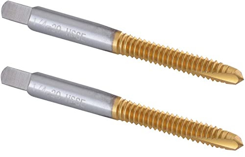 Burkit 2 Stück 1/4 Zoll-20 UNC Spiralspitzen-Gewindebohrer, HSS Titanbeschichtung, Spiralspitze, Gewindebohrer 1/4 x 20 UNC